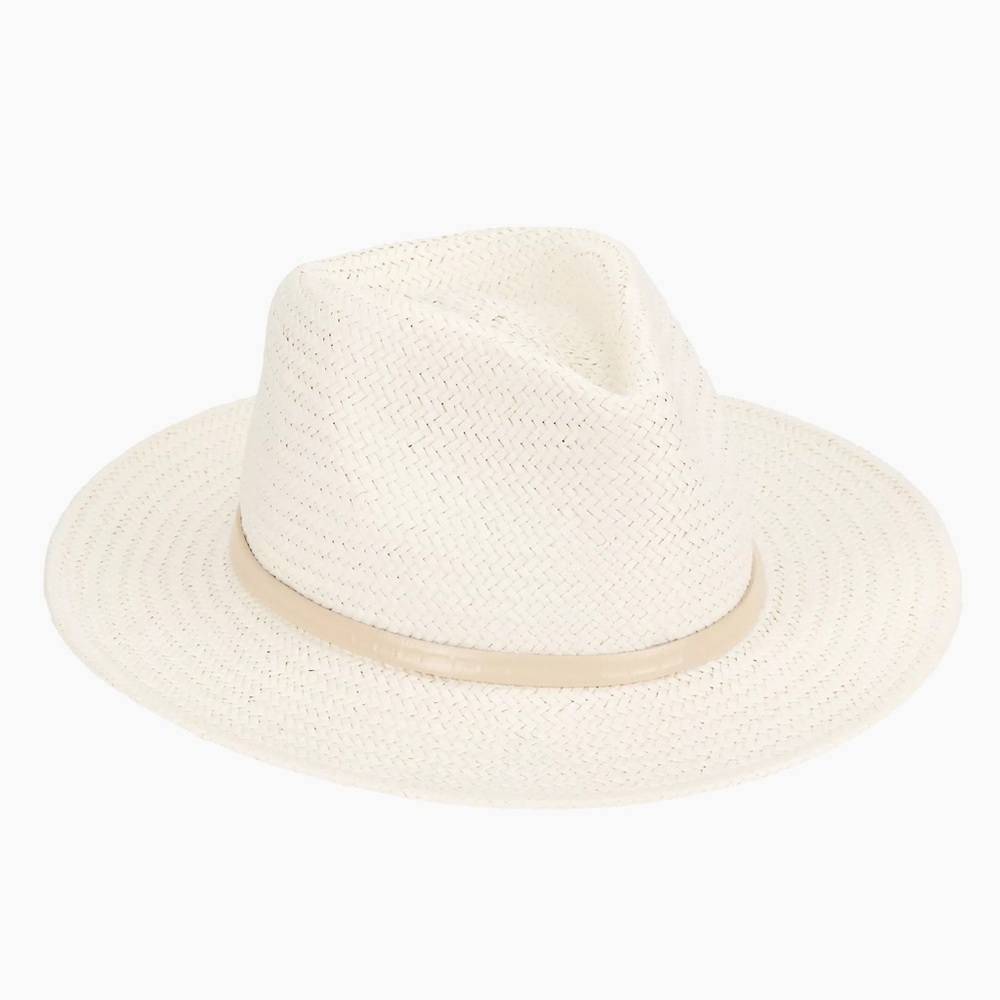 Packable Straw Fedora in Ivory